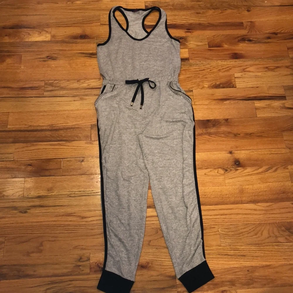 Material girl stretchy gray racerback Sweats loungewear Jumper  jumpsuit XL